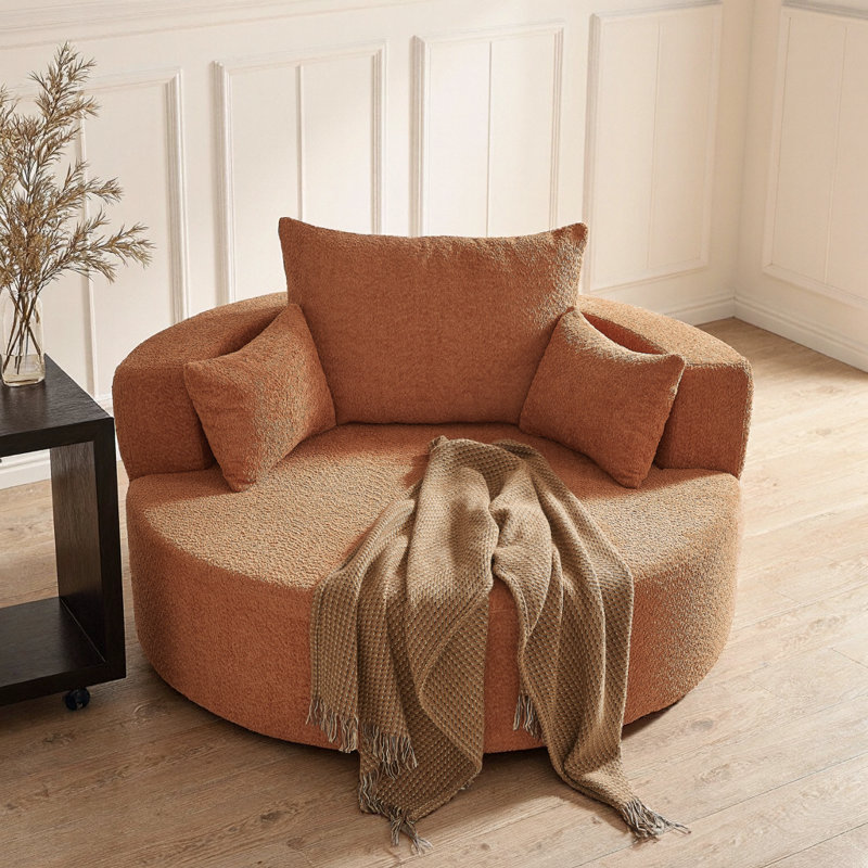 Fauteuil demi-tonneau pivotant à 360 degrés avec coussins amovibles, Rouge