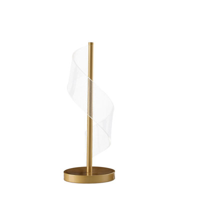 18.75" In Dinamo Modern "S" Wave Swirl Acrylic Led Brushed Gold Table Lamp