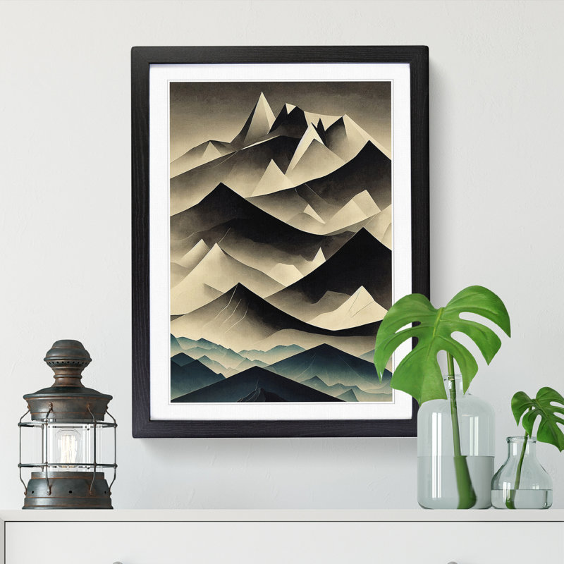 Mountain Abstract Design 1 Piece Wall Art, 34cm H x 25cm W x 2cm D, Black