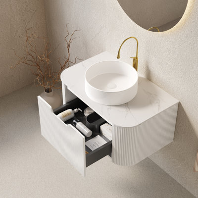 Meuble-lavabo compact blanc avec évier en céramique de qualité supérieure pour la maison
