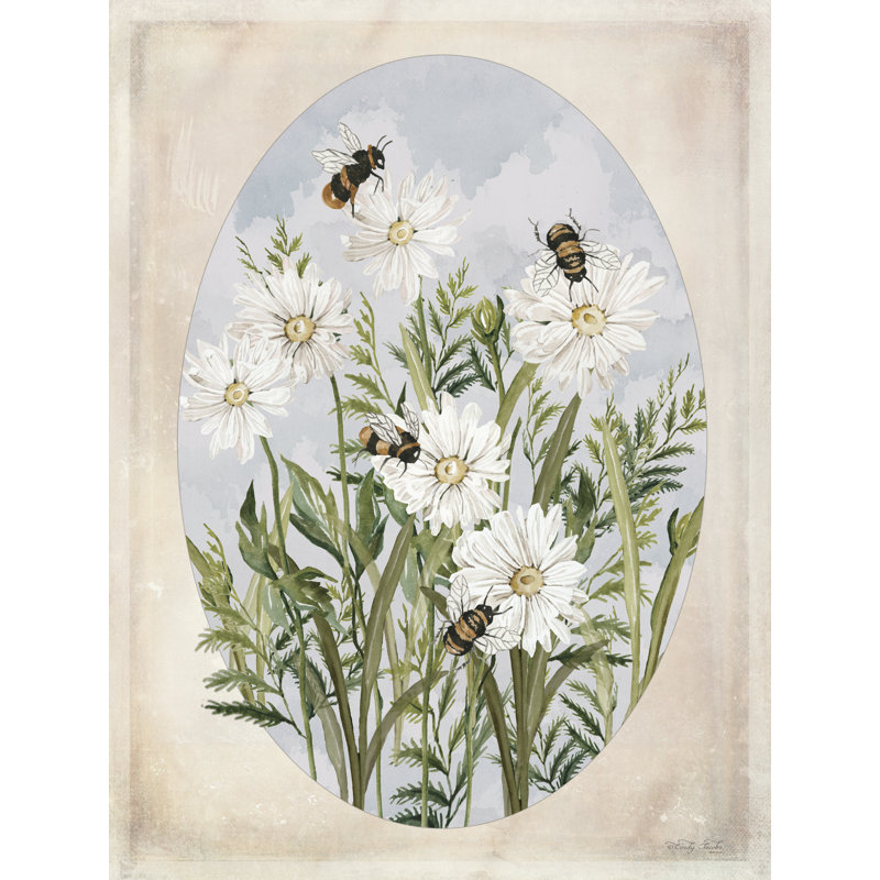 «Happy Place to Bee» par Cindy Jacobs, Papier argenté encadré d'une seule photo, Pas de tapis, H 24 po x l 18 po