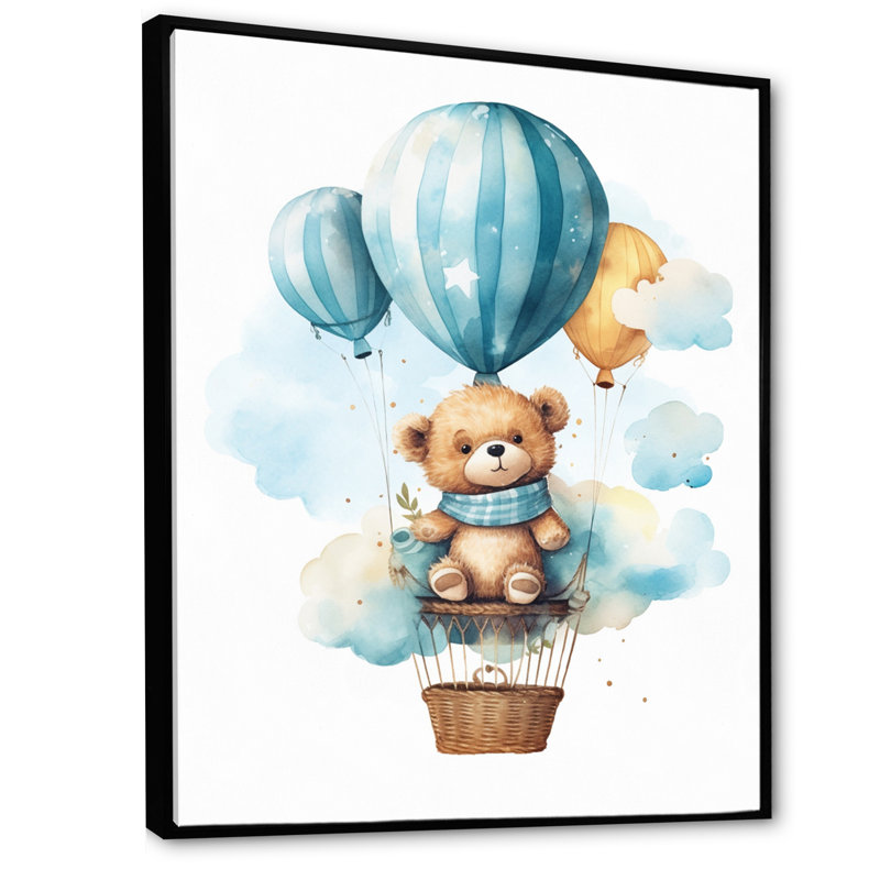 «Nursery Bear Cub Children Dreams II», H 44 po x l 34 po x P 1,5 po, Cadre flottant noir