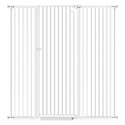 57-Inch Extra Tall Pet Gate with Auto-Close | Pet Gate for Stairs, Wide Openings | Adjustable 57"-62" White