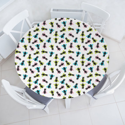East Urban Home Tropical Fitted Round TableclCharcoal Grey White 81908