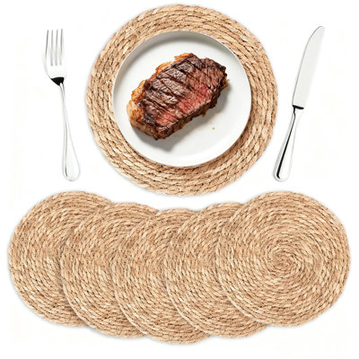 6 Pack Round Woven Wicker Placemats, 12 Inch Natural Rattan Heat Resistant Placemats Set For Dining Table, Handmade Holiday Wedding Charger Plates