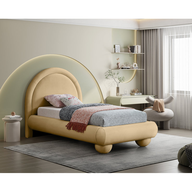 Madrid Velvet Bed, Twin, Camel Velvet