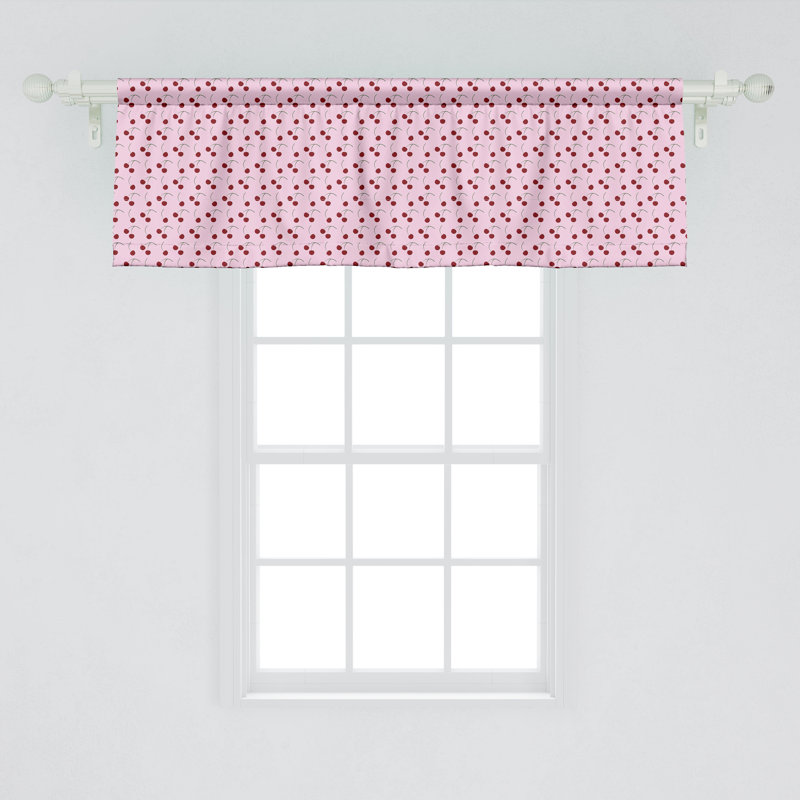 Cantonnière Ambesonne, lot de 2 motifs cerises rythmiques rose rubis, L 18 po x L 54 po