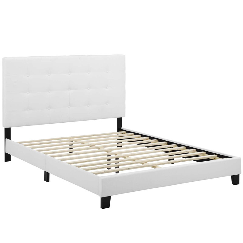 Lit plateforme tapissier capitonné Melanie de Modway, Blanc, Très grand