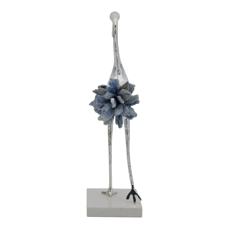 Sagebrook Home 12" Majesty Small Blue Kyanite Stone Metal Bird, 12"H x 6"W x 3.25"D