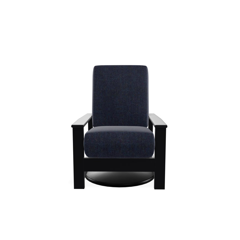Chaise berçante pivotante cachée en polymère Leeward, Noir, Spectre indigo Sunbrella®