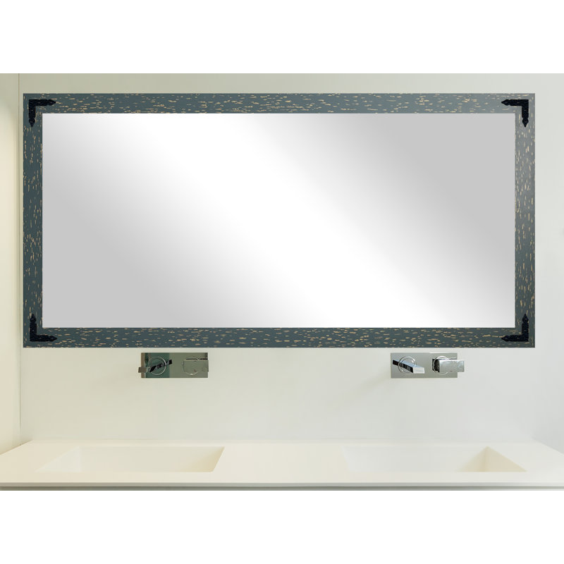 Miroir de salle de bain Monica, 38,5 po x 71,5 po, Vert olive, noir
