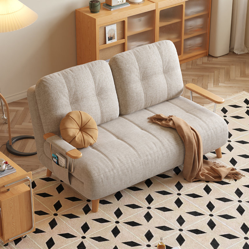 This 3-in-1 Convertible Sleeping Chair features an Adjustable Backrest and is Suitable For Studies, Offices, or RVs., Beige