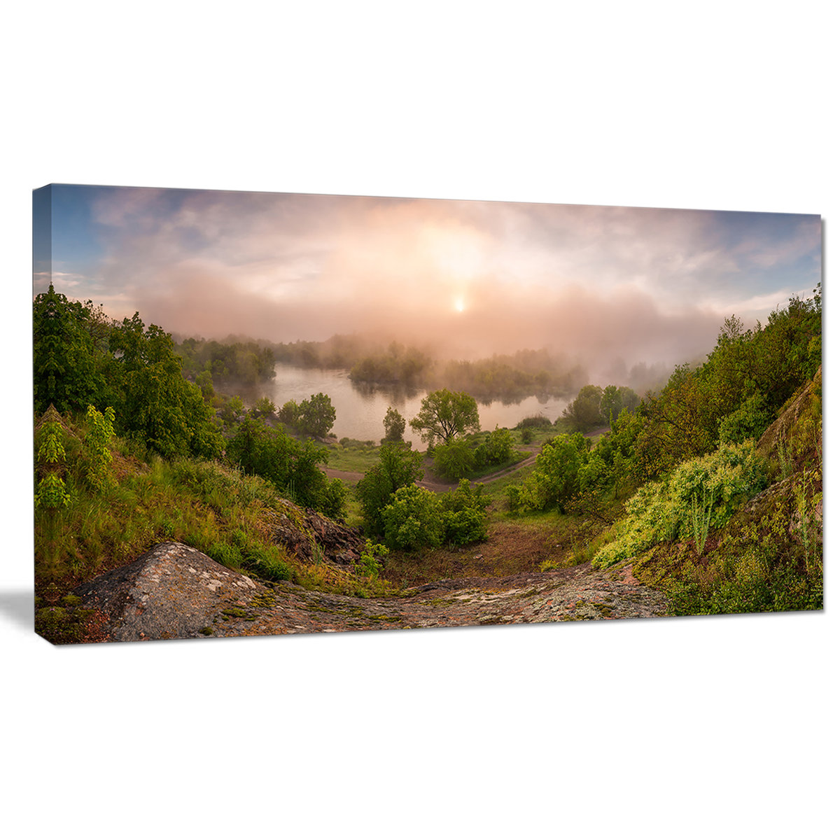 Millwood Pines Rising Above the River Mist - Photograph Print on Canvas ...
