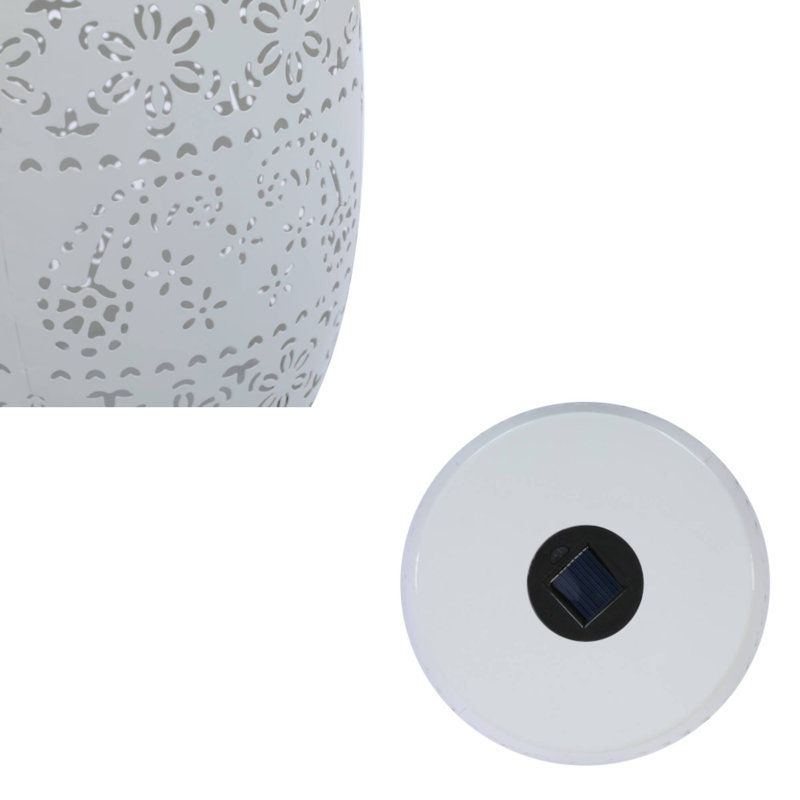 Solar Side Table, Perfect For Porch Yard Outdoor Spaces, White