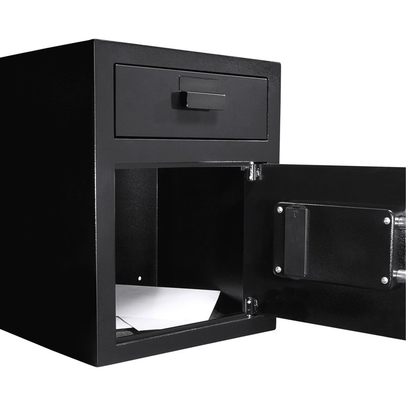 Coffre-fort de 1,1 pi cu avec coffre-fort, acier, objets de valeur avec coffre-fort à 2 codes numériques, chèques sécurisés, broches