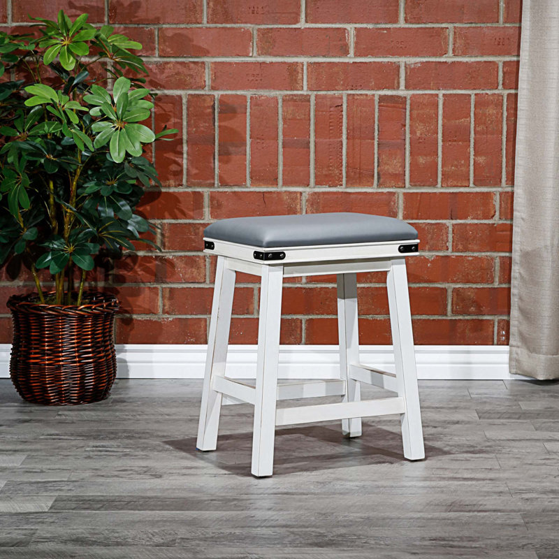Tabouret de comptoir court Caprial 24, Blanc antique, Gris