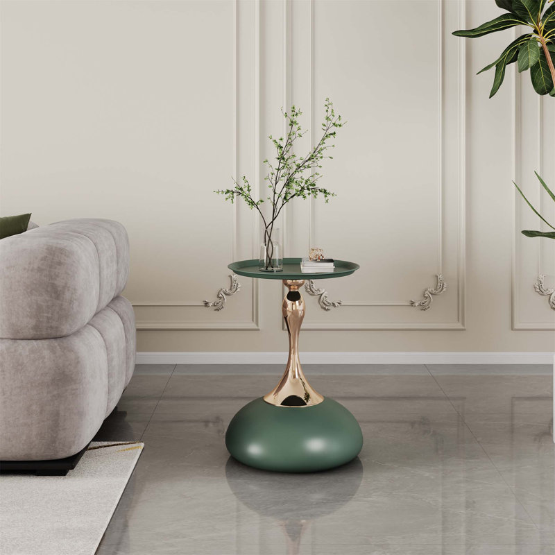 Table de bout en fer Fiontan Luxury Design, table d'appoint ronde minimaliste pour petits espaces, Vert
