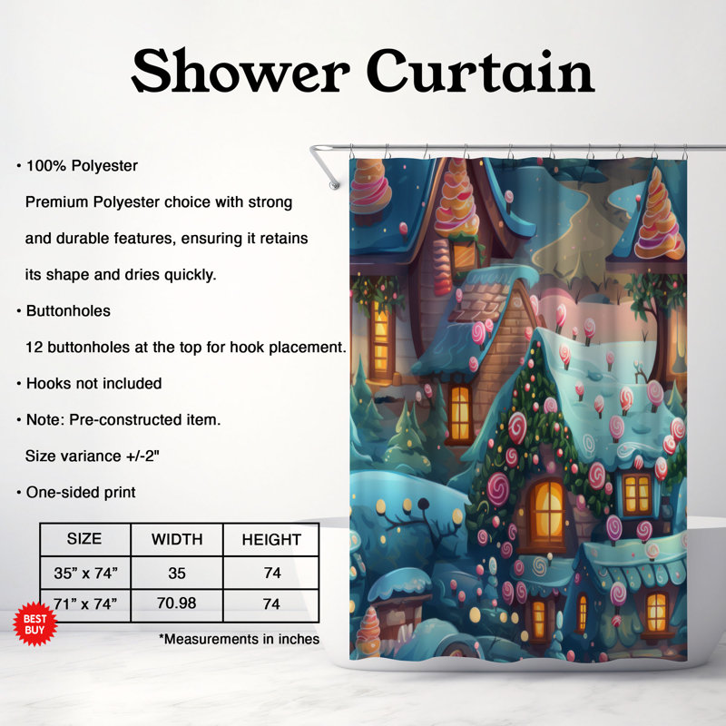 Rideau de douche Candy Abode - Premium, H 74 po x l 71 po