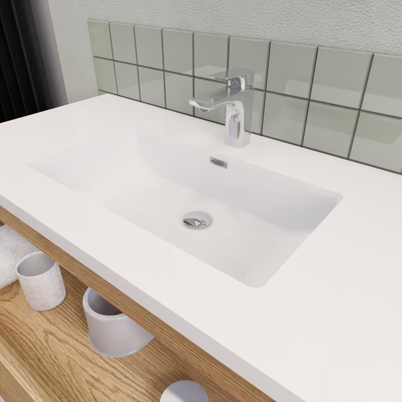 Ensemble de meuble-lavabo double 84 po Alfret Ivy Bronx, Chêne d'Angleterre