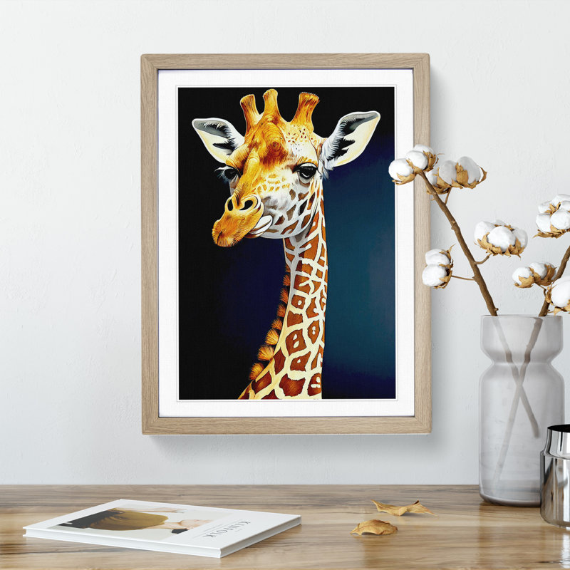 XV1022-515X Amazing Giraffe - Single Picture Frame Print, 34cm H x 25cm W x 2cm D, Oak