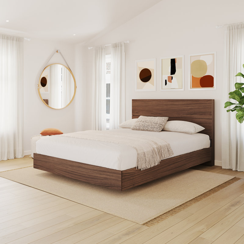 Aletse Platform Bed & Headboard, Full, Walnut