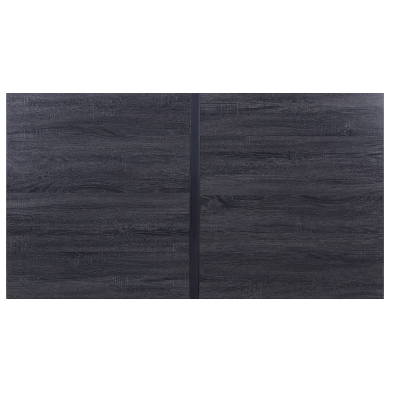 Table de salle à manger rectangulaire en chêne gris et de couleur noire, base en traîneau pour une modernité fiable avec une longévité noire et fiable
