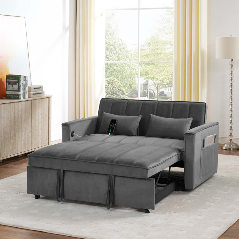 Versatile Upholstered Sofa with Pull - Out Function, Adjustable Backrest and Ample Storage Space for Multiple Living Spaces