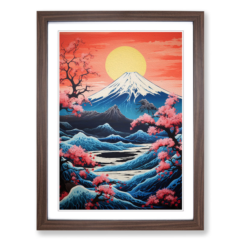 Mount Fuji Symbolism - Framed Print, 46cm H x 34cm W x 2cm D, Walnut 