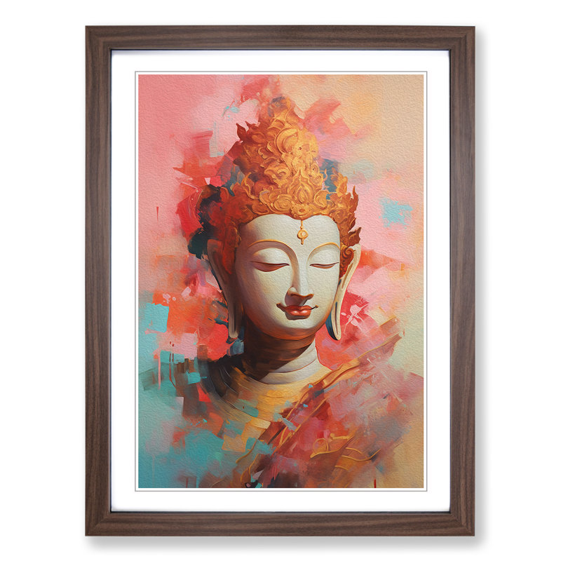 Buddha Expressionism Art - Framed Print, 46cm H x 34cm W x 2cm D, Walnut Framed