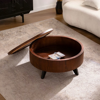 Table basse ronde avec plateau de rangement dissimulé amovible (table incluse seulement)