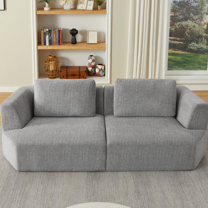 Oversized 3 Seater Grey With Chenille Fabric, No Assembly Required, Space - Saving For Cozy Spaces, Soft Touch, Zippered Easy Cleaning Compressed Apartment , Assembly, Comfortable Living Room, Sponge