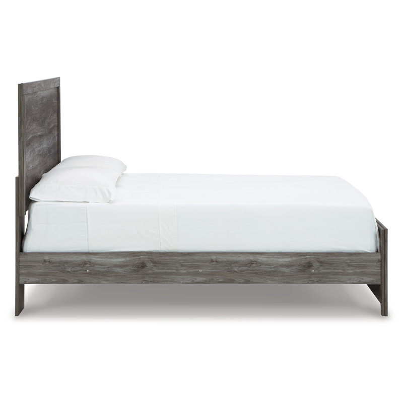 Gray Wood Queen Panel Bed with Headboard