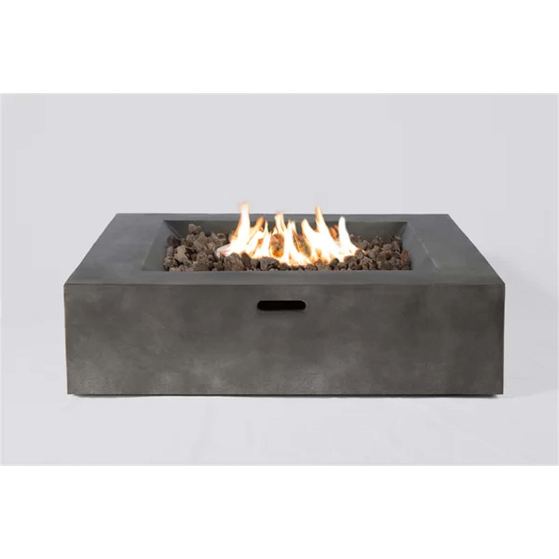 12" H Concrete Outdoor Fire Pit Table, Charcoal