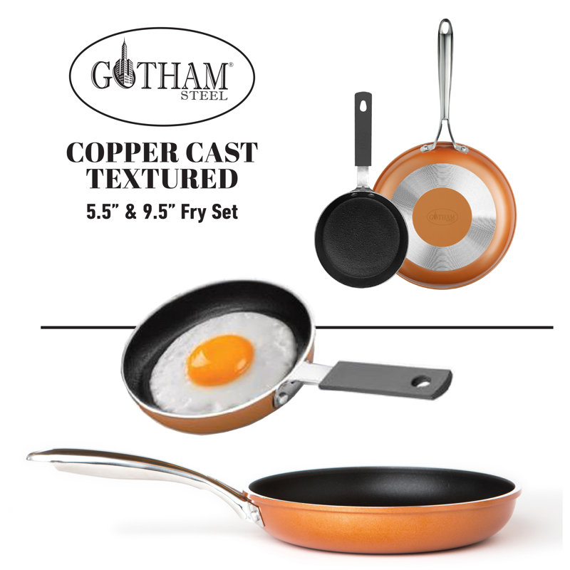 Gotham Steel Copper Cast Textured 5.5" and 9.5" Fry Pan Set