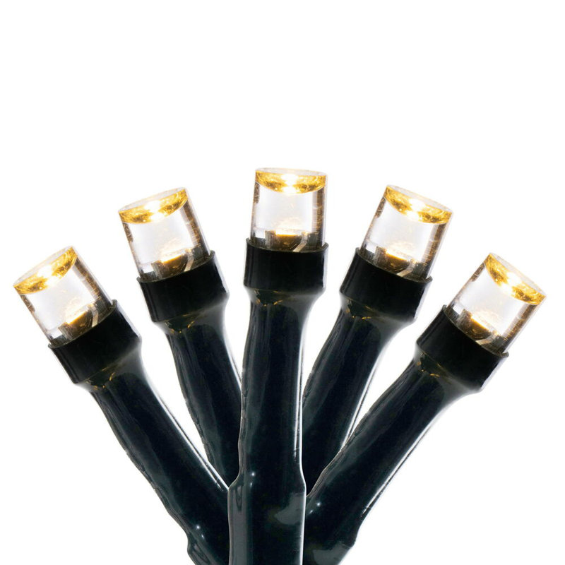 100 LED Warm White Battery Operated Light Set, Green Wire with 5" Bulb Spacing.