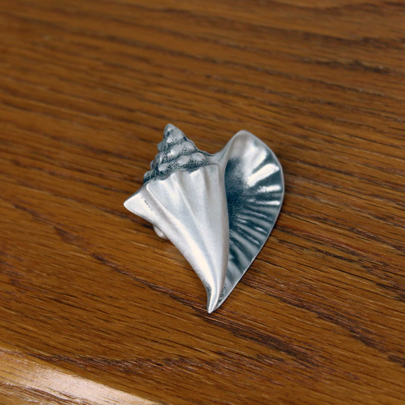 2" Conch Shell Right Facing Knob, Brushed Nickel