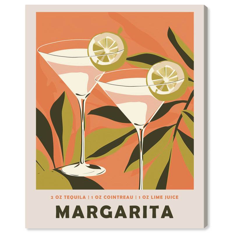 «Margarita», affiche d'art mural rétro Summer Drinks par Art Remedy, Toile tendue, 24" H x 20" W