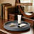 Round Decorative Tray For Home Decor, PU Leather Serving Tray For Coffee Table, Entryway, Dresser And Nightstand, Jewelry And Perfume Organizer With Ribbed Design-292802300
