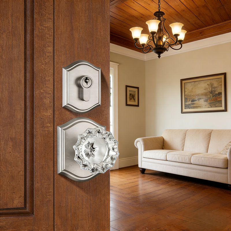Deadbolt and Passage Door Knobs Set, Satin Nickel