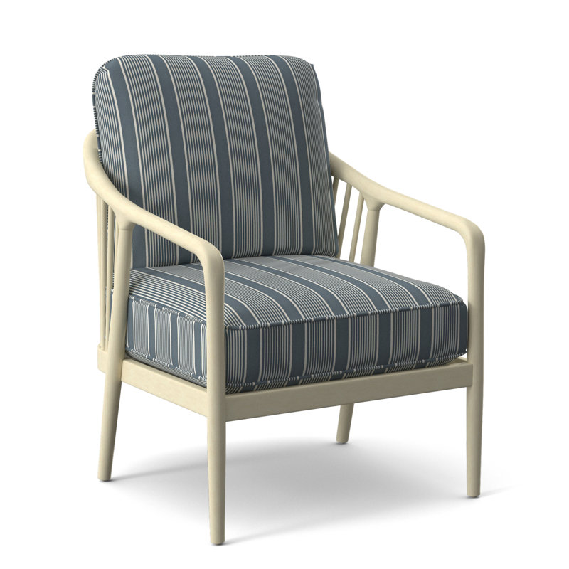 Guinevere Armchair, Lapis Plaid; 0126-63, Bisque