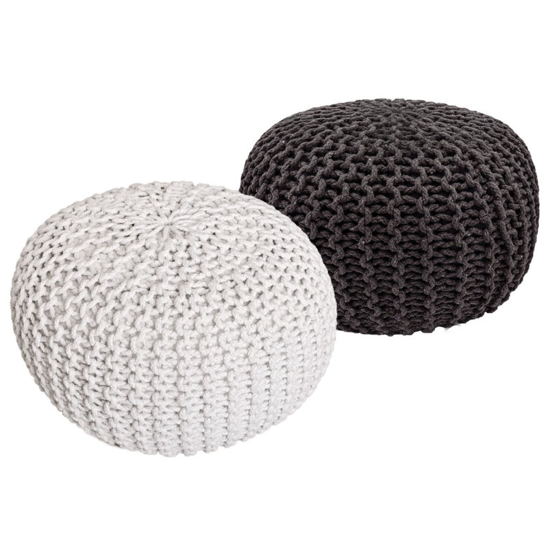 Iyana 55cm Wide Pouf Ottoman, Dark Grey/White
