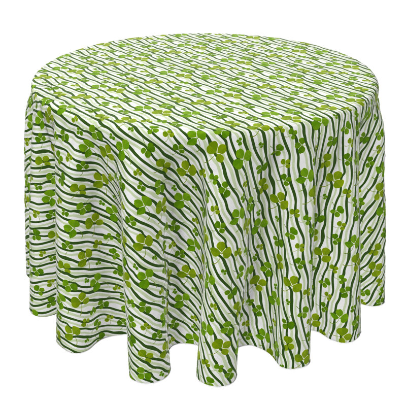 Round Striped Cotton Twill Tablecloth
