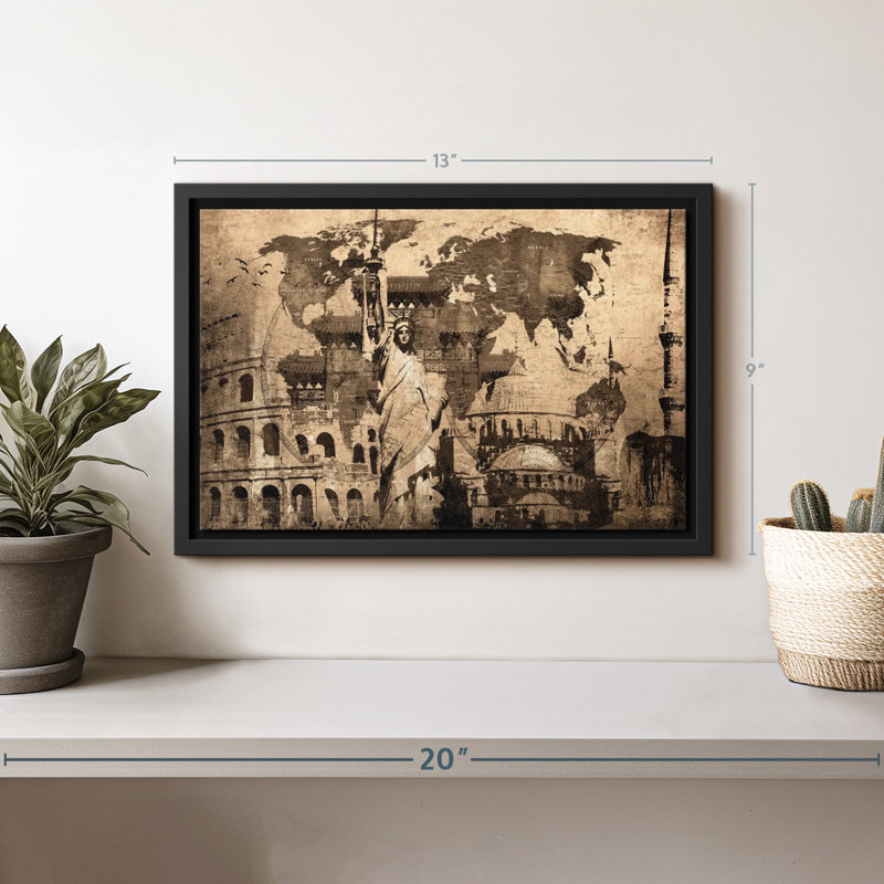 " Landmarks World Map Canvas Print ", 9" H x 13" W