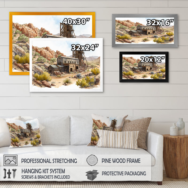 Wild West Mine In Arizona III - Impression sur toile, Impression dorée sur toile encadrée, H 16 po x l 32 po x P 1 po