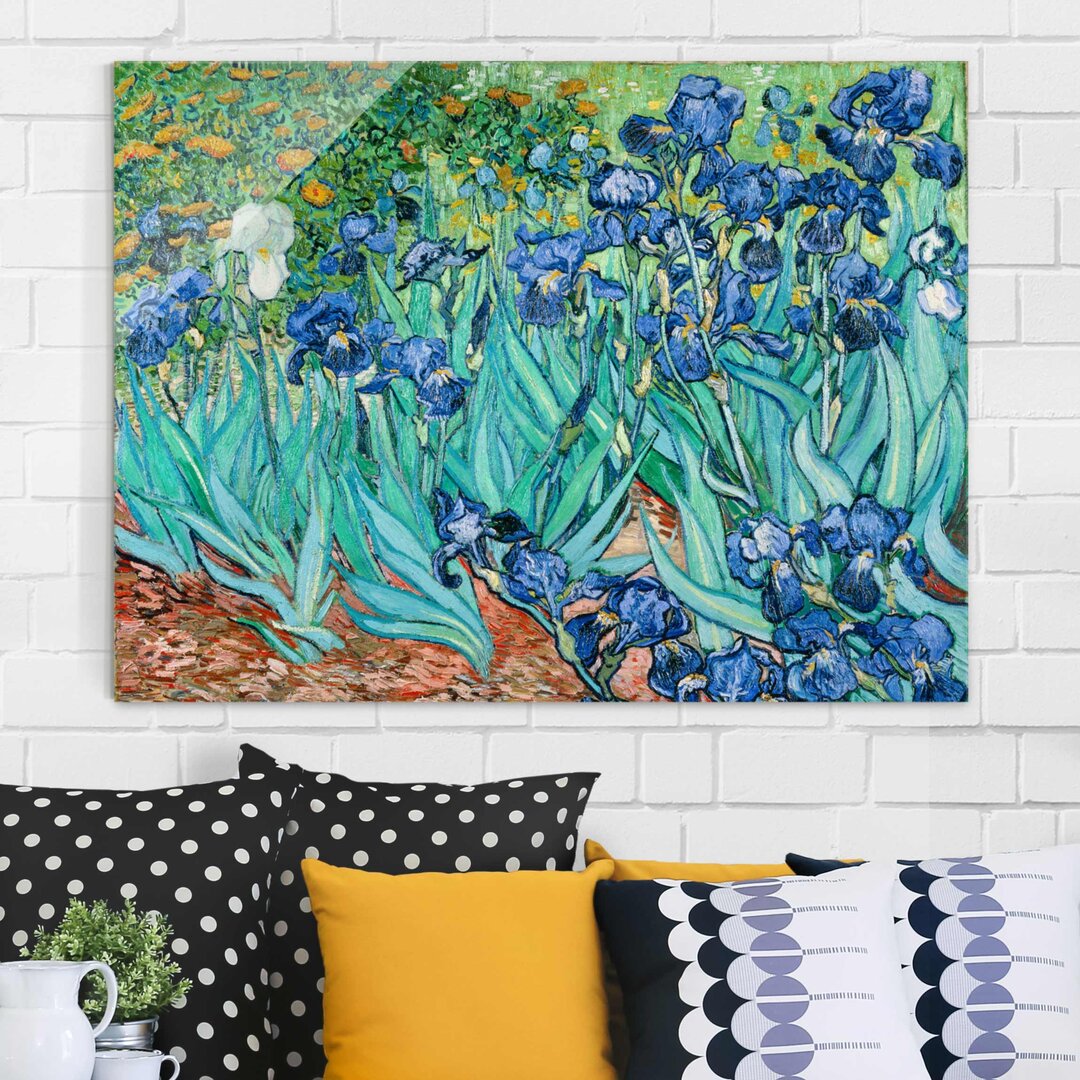 Glasbild Iris von Vincent Van Gogh in Blau