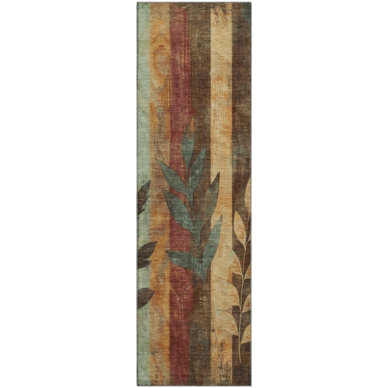 Tapis floral Premium Crestover AMF1871 lavable à la machine, Tapis de couloir 2 pi 3 po x 7 pi 6 po