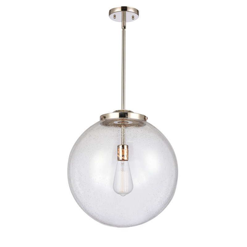 Luminaire suspendu sphère 1 lumière Frederick, H 17 po x l 16 po x P 16 po, Nickel poli, Grainé