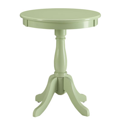 Light Green Side Table With Turned Pedestal