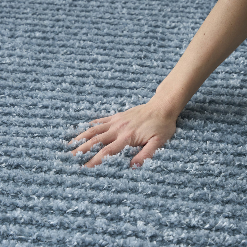 Tapis ivoire à poils longs bleu pacifique 7 pi 10 po x 9 pi 10 po Pacific, Bleu / Ivoire, Rectangle 7'10" x 9'10"