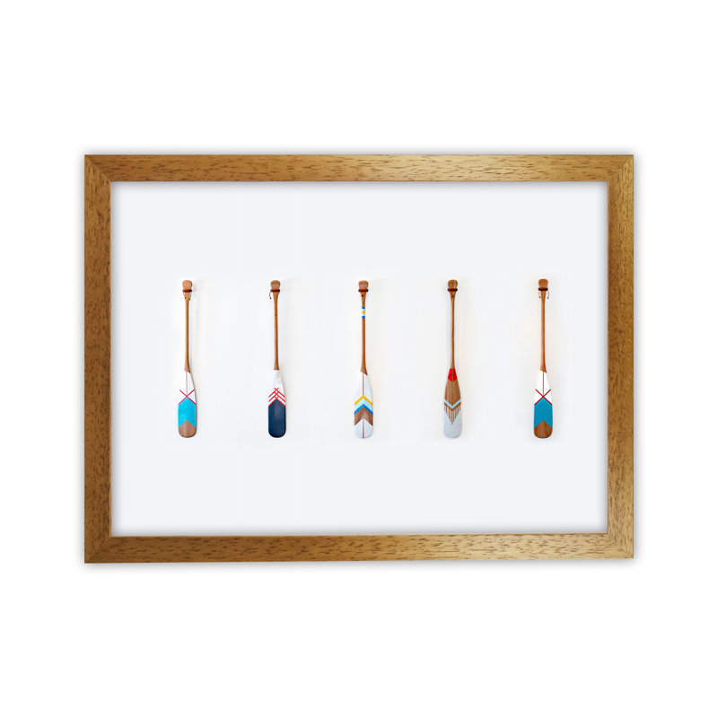 Five Oars - Print, 34cm H x 25cm W x 3cm D, Brown Framed